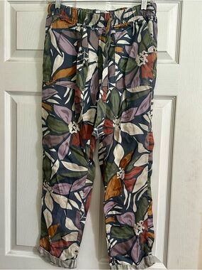 Nicole Miller Floral Leaf Print Lounge Pants - Navy, Olive, Mauve, Rust, Cream